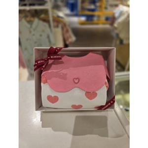 [블루독베이비] 26 SS(핑크)하트뱀부 턱받이세트 반팔바디수트(4637004008)신생아 출산 백일 선물 조카 유 4637004008