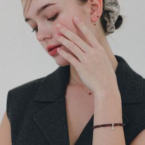 제이로렌 가넷 원석 실버 크로스 팔찌 B01060