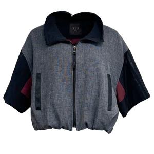 [데시데]배색라인 벌룬핏 체크 재킷 DPW504