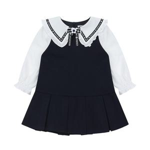 [티파니아동] 네이비 배색 주름 원피스 (Q61DAO250) Q61DAO250