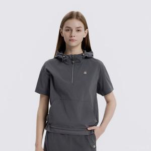 내셔널지오그래픽 N262WFT170 여성 피넷 냉감 세미오버핏 후드 반팔 아노락 IRON GREY