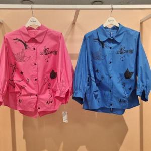 라티움 HC34 여름간절기프린팅나염벌룬소매루즈핏면혼방셔츠 T2621bl01