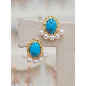 볼라레 세이브존03 볼라레 터키석 크라운 진주 은침 귀걸이 AQSSS1913A