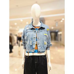 [르니앤맥코이]스마일 패치 데미지 데님자켓 MN05JK004HJY