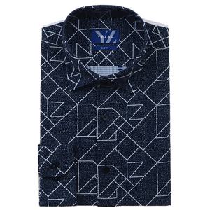 [예작(셔츠)]냉감 프린트 써커 밑단일자 슬림핏 긴소매YJFMUA590