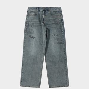 [지프]남여공용 프린트 와이드 데님 팬츠(인디고)JR1DPU511ID