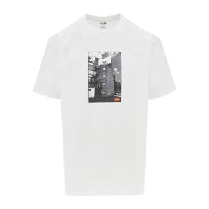 오베이 로고 탭 포토 프린트 크루넥 티셔츠 165264327 WHT