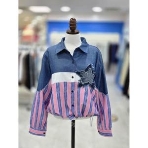 스테파니 세이브존08 스타 패치 청 남방 A26SH6124