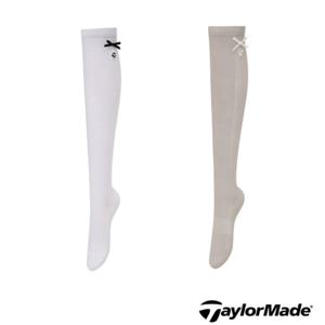 [테일러메이드] 테일러메이드 어패럴 골프 양말 AS65609 999 여성 메쉬 스트라이프 리본 오버 니삭스(51CM) 긴양말 실리콘 TWAS6