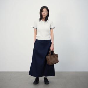 캉골 우먼스 핀 칼라 니트 1923 화이트 KSEWKN19230