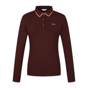 핑골프웨어 NQC 121E3TO052_BR 여성 카라 배색 포인트 긴팔 티셔츠