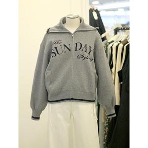 메종블랑쉬 세이브존03 르피타 루즈핏 레터링 포인트 집업 카라 니트 가디건 AQL261UKT101A