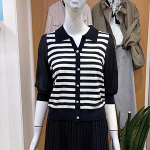 클리지 DP01 브이넥 카라 스트라이프 니트 CQ3WKT08