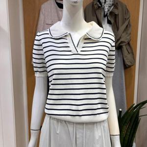 클리지 DP01 브이넥 둥근 카라 반팔 니트 CQ4WKT04