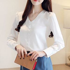 블라우스 화이트FREE 포인트 단추 N26611