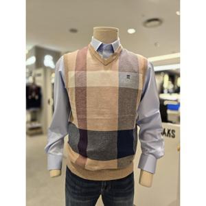 [닥스셔츠] 닥스 베스트 26년 모혼방 빅체크 패턴 브이넥 조끼 (DMP1SWVE201I1) DMP1SWVE201