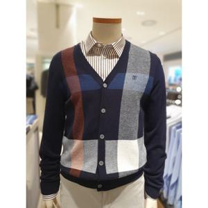 [닥스셔츠] 신사양말증정 DMP1SWCD201-N1 26년 S S신상품 모혼방 빅체크 브이넥 가디건 DMP1SWCD201