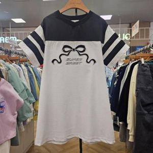 컬리수 HC33 샤틴매쉬배색 리본원피스 C252OP201P