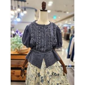 스테파니 세이브존01 체크 단추 스트링 블라우스 A26SH6209