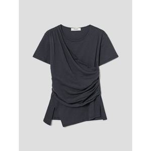 (356342CC84) [에잇세컨즈] 밑단 슬릿 반소매 티셔츠  애쉬(TAG가 34,900원)