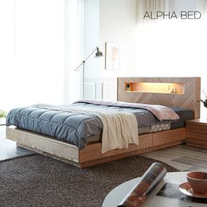알파침대 썸누스업 LED 무늬목 평상형 침대프레임 SS