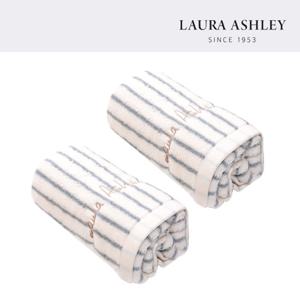 [로라애슐리] 뉴클래식 스트라이프 60수 타월 2P (블루/브라운)