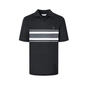 헤지스 남성 25SS 스테디셀러 블랙 컬러배색 면혼방 반팔카라티셔츠 WHTS5B891BK