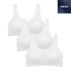 수아팜 [몰드부착형] 주니어 2단계 소프트 메쉬 심리스 브라 3매_화이트