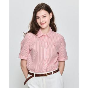 헤지스 여성 25SS 스테디셀러시어서커코랄 스트라이프 반소매 셔츠 WSSH5BC48C2