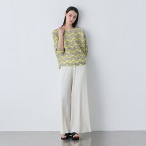 [요이츠](택가 58000원)쿨 컷팅 와이드 플리츠 밴딩 팬츠_YK04WQPSL83