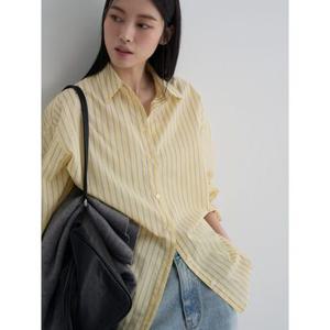 (356264CM5E) [에잇세컨즈] 옐로우 스트라이프 오버핏 셔츠  옐로우