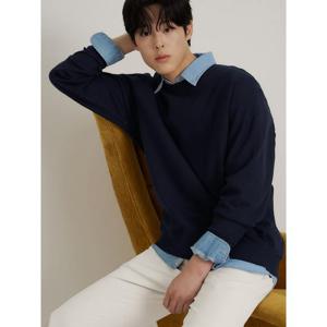 [빈폴멘] 텍스처 라운드넥 긴소매 티셔츠  네이비 (BC6241C65R)