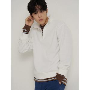 [빈폴멘] 텍스처 쿼터집 긴소매 티셔츠  화이트 (BC6241C671)