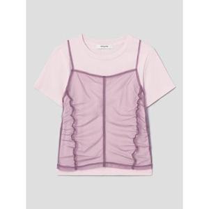 (356342CC9Z) [에잇세컨즈] 절개 나시 레이어드 반소매 티셔츠 - 와인