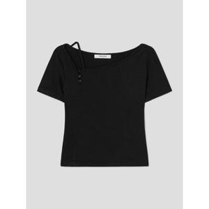 (356442WM15) [에잇세컨즈] 골지 절개 반소매 티셔츠  블랙