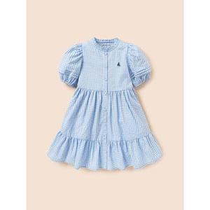 [빈폴키즈] 시어서커 깅엄체크 반소매 원피스  스카이 블루 (BI6471G02Q)