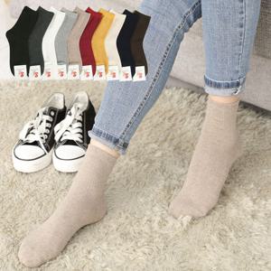 국산 여성 베이직 골지 패션 양말 중목 학생 무지