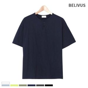 빌리버스 남자 반팔 오버핏 헨리넥 티셔츠 BMD080