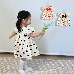 [엠케이] 하트하트 리본 여아 반팔 미니 원피스(90-100) 205424