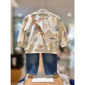 [압소바] 24FW 돌백일선물 키키 데님 상하복(가방포함) (AZ521206) AZ521206