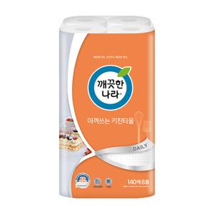 깨끗한나라 데일리 아껴쓰는 키친타올 140매 8롤 1팩