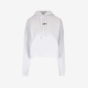 MSGM 로고 크롭 후드티셔츠 화이트 여성 2000MDM509 200001 01