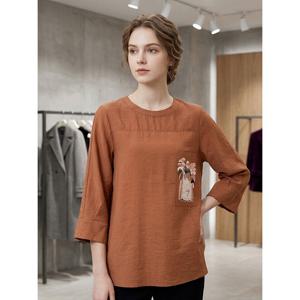 [꼼빠니아]라운드넥 프린트 블라우스_CABF7-WRB010