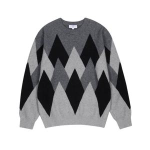 [카운테스마라(셔츠)]라쿤 원사 아가일패턴 라운드넥 니트 CSTX3C2315G0