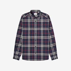버버리 체크 코튼 셔츠 네이비 남성 8073215