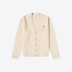 메종키츠네 남성 그레이 폭스헤드 브이넥 버튼 울 가디건 베이지 JM00518KT1006 P220