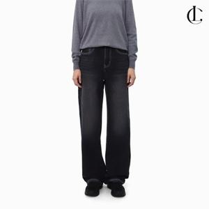 엘케이트 여자 기모 청바지 와이드핏 블랙진 겨울 바지 LPP029