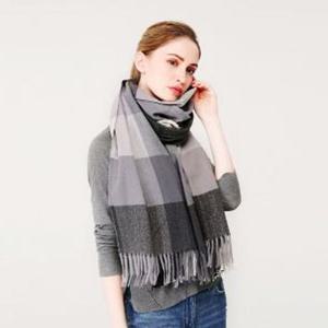 유니온 체크 목도리 도브 그레이 여성용니트 머플러