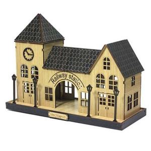 3D나무입체퍼즐 미니빌리지 A5 기차역 (블랙)