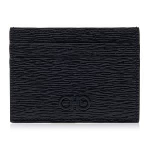 [페라가모] 남성 더블 간치니 카드지갑 66 A387 NERO PEBBLE 0733364